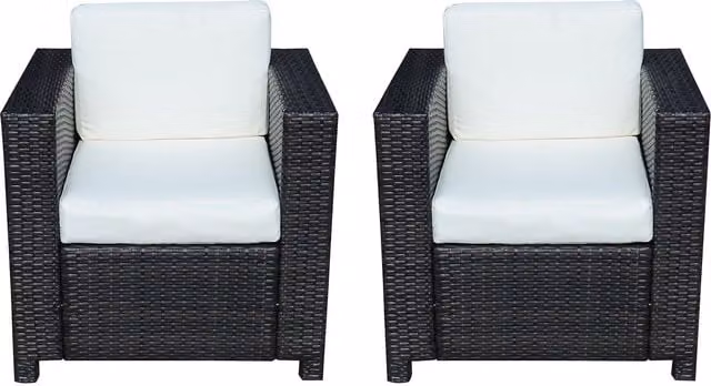Outsunny Set of 2 Black Rattan Single Armchairs with Metal Frame – 1