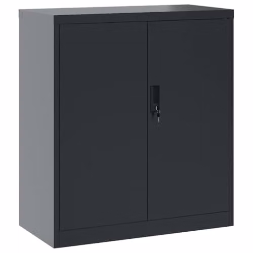 vidaXL Anthracite Metal File Cabinet with Hinged Doors and Lock, W/D/H: 40 x 40 x 90 cm – 1