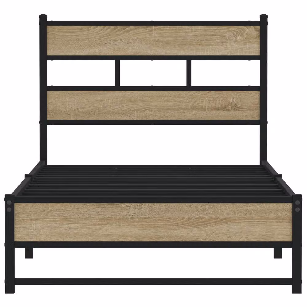 Berkfield Home Metal Bed Frame in Sonoma Oak Brown, W/D/H: 80 x 200 cm – 4