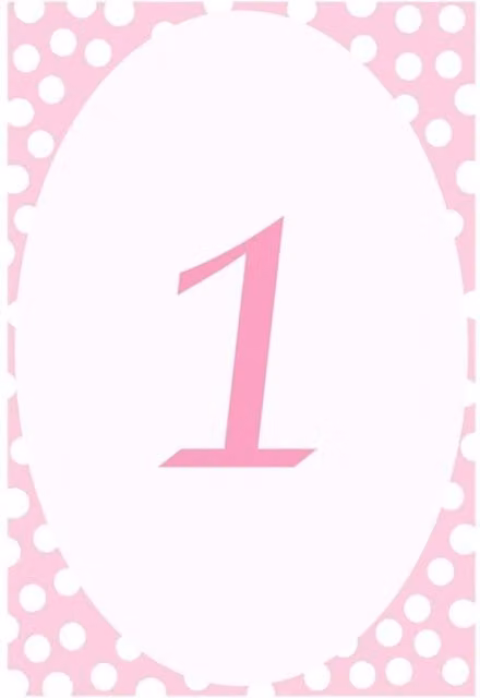 KDMD Pink Polka Dot Laminated Table Numbers, 72 Cards