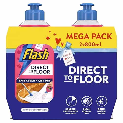 Flash Direct to Floor Liquid Cleaner Berry and Cherry Blossom, Pink, 2 x 800 ml – 2