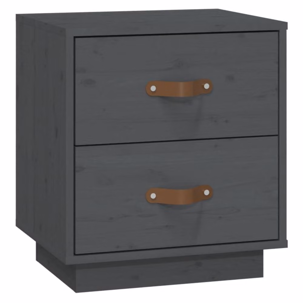 Berkfield Home Beautiful Bedside Cabinet in Grey Solid Pine, W/D/H: 40 x 34 x 45 cm – 2