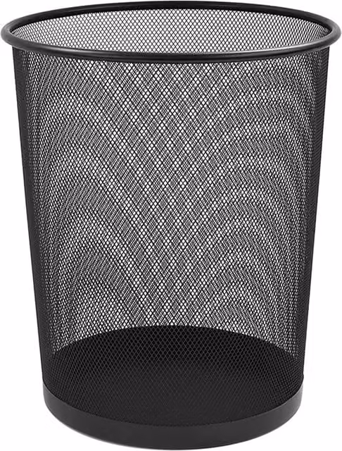 MantraRaj 10 Litre Round Metal Mesh Wastebasket, Black