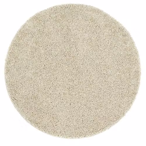 My Mat Round Shaggy Pile Rug in Beige Sand, Diameter: 100 cm