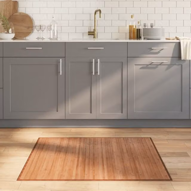 Berkfield Home Rectangular Bamboo Rug in Brown, W: 80 cm x L: 100 cm