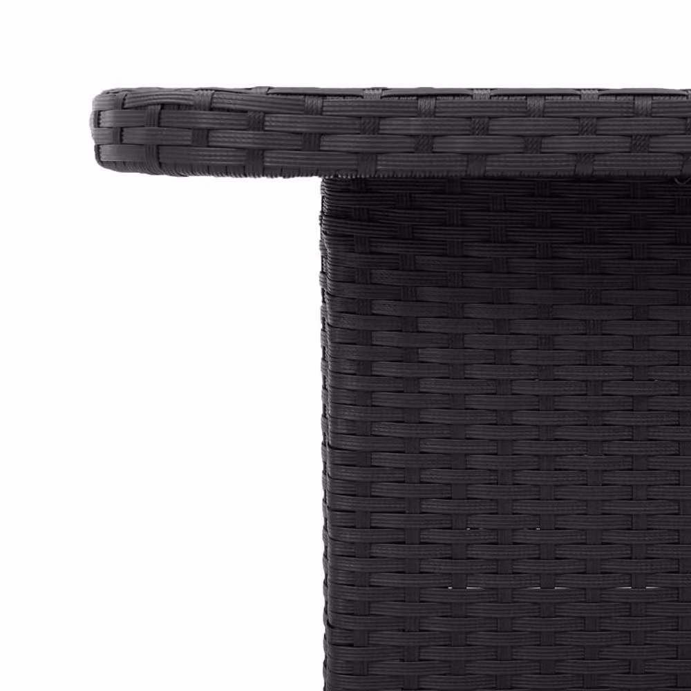 Berkfield Home Black Poly Rattan and Acacia Wood Rectangular Garden Table, W: 90 cm, D: 55 cm, H: 71 cm – 5