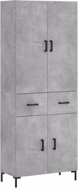 Berkfield Home Highboard in Concrete Grey, W: 69.5 cm, D: 34 cm, H: 180 cm