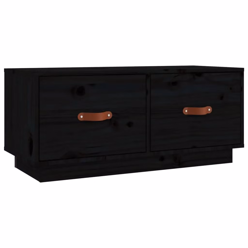 Berkfield Home Black Rustic Solid Wood Pine TV Cabinet W/D/H: 80 x 34 x 35 cm – 2