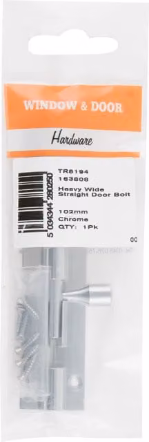 Hiatt Heavy Wide Straight Door Bolt in Silver