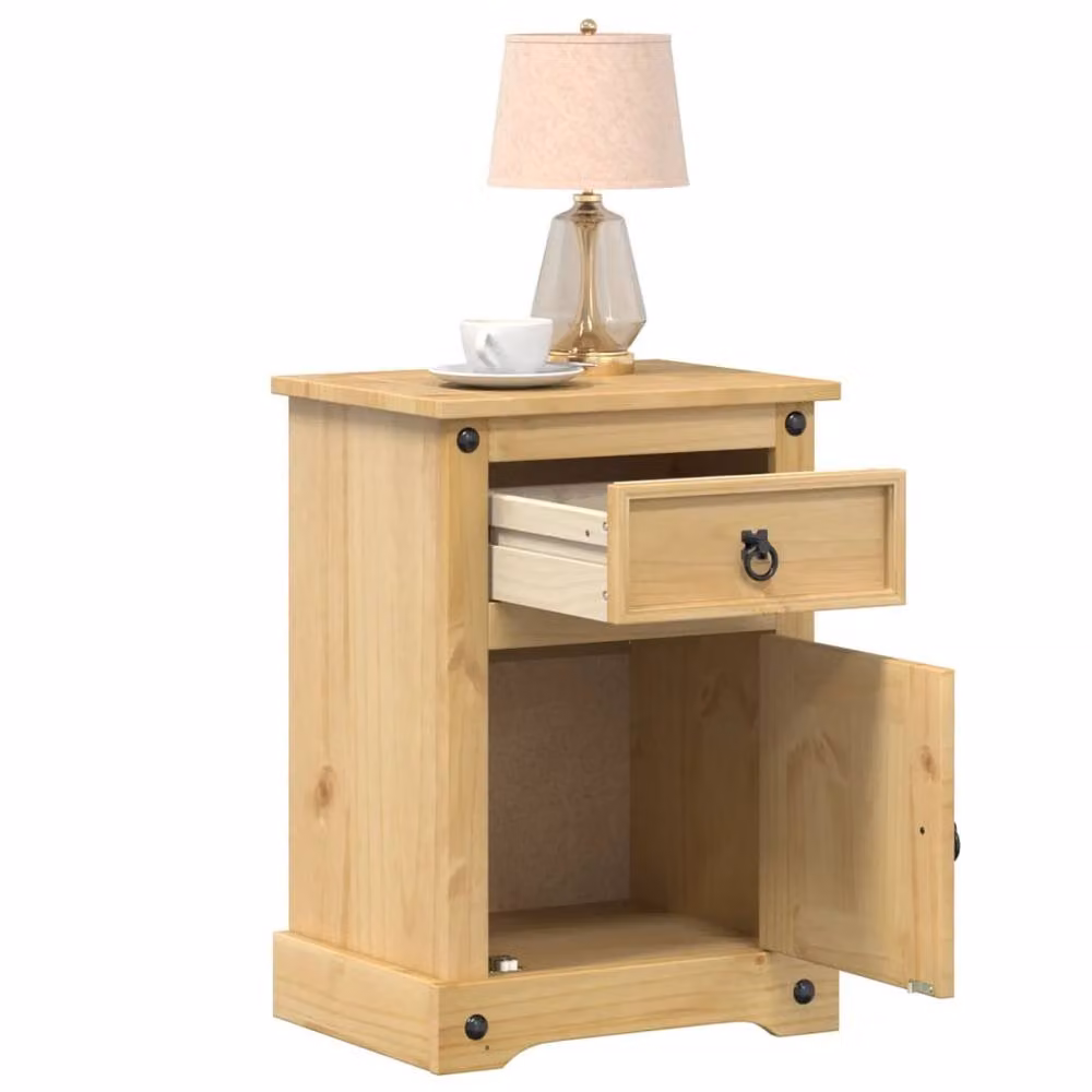 Berkfield Home Beautiful Corona Bedside Cabinet in Tan Solid Wood Pine, W/D/H: 45 x 35 x 64 cm – 2