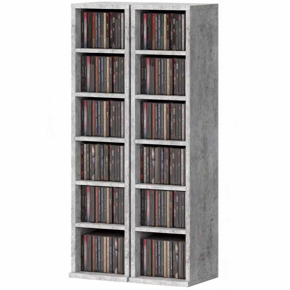 STILVORA Set of 2 Grey CD Storage Units with Adjustable Shelves – 3