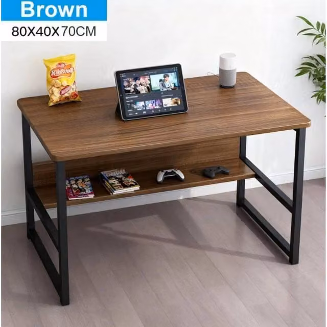 EONLION Brown Computer Desk for Home Office, W: 100 cm, D: 40 cm, H: 70 cm – 1