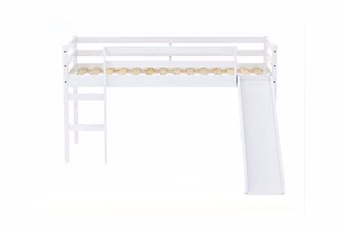 Birlea Frankie Mid Sleeper Bed Frame with Slide in White and Grey, 90 x 190 cm