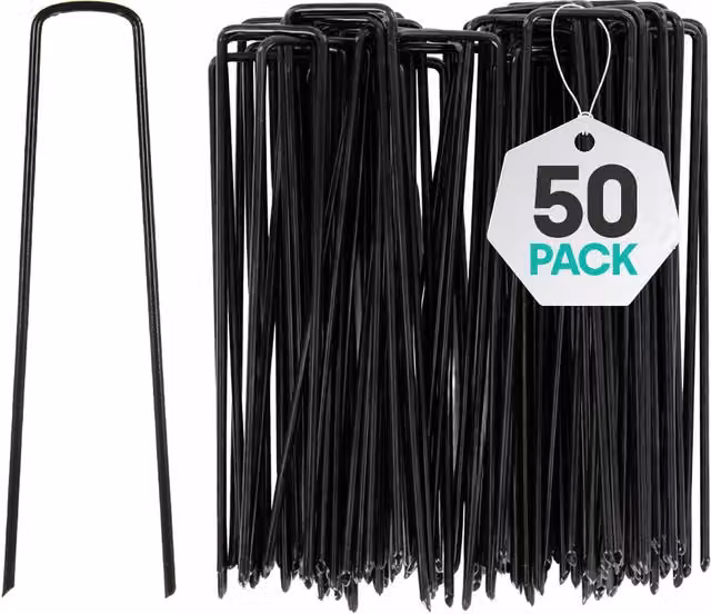 LIVIVO 50 U-Shape Ground Pegs in Black