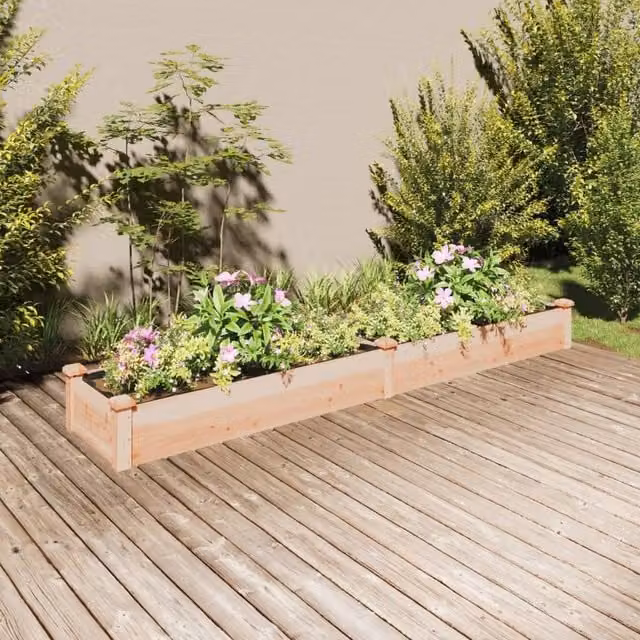 Berkfield Home Garden Raised Bed with Liner in Brown Solid Wood, W/D/H: 240 x 45 x 25 cm – 1
