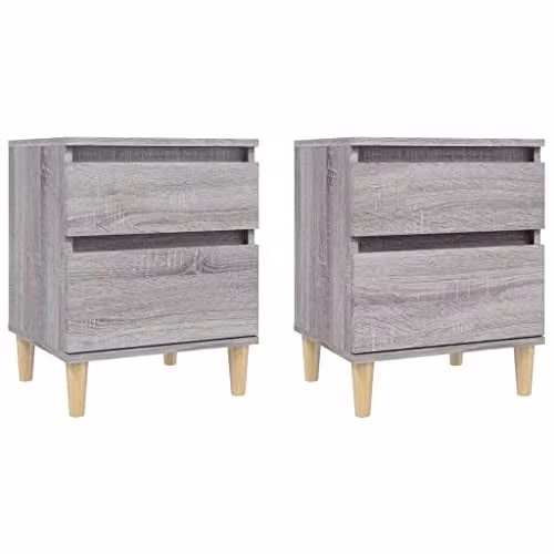 vidaXL Set of 2 Grey Bedside Cabinets W/D/H: 40 x 35 x 50 cm – 1