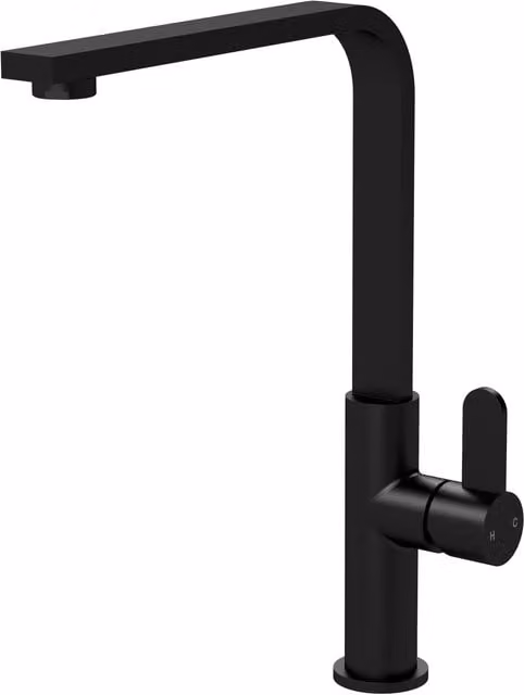 Balterley Chara Kitchen Sink Mono Mixer Tap in Matt Black with Single Lever Handle and Swivel Spout, H: 32.0 cm x W: 24.6 cm x D: 30.2 cm