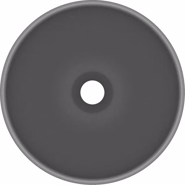 Berkfield Home Luxury Round Ceramic Bathroom Basin in Matt Dark Grey, W: 32.5 cm, H: 14 cm – 1