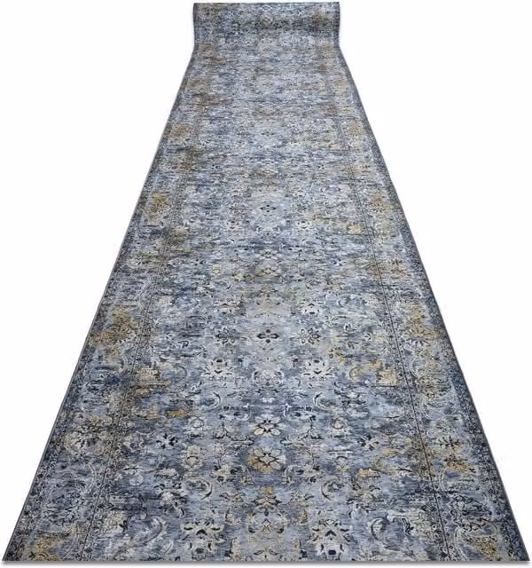 RugsX Anti-Slip Lotus Grey Oriental Vintage Runner, W: 120 cm, L: 530 cm