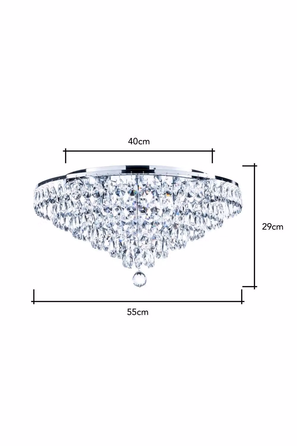 BHS Lighting Elsa Silver Crystal Flush Ceiling Light – 3