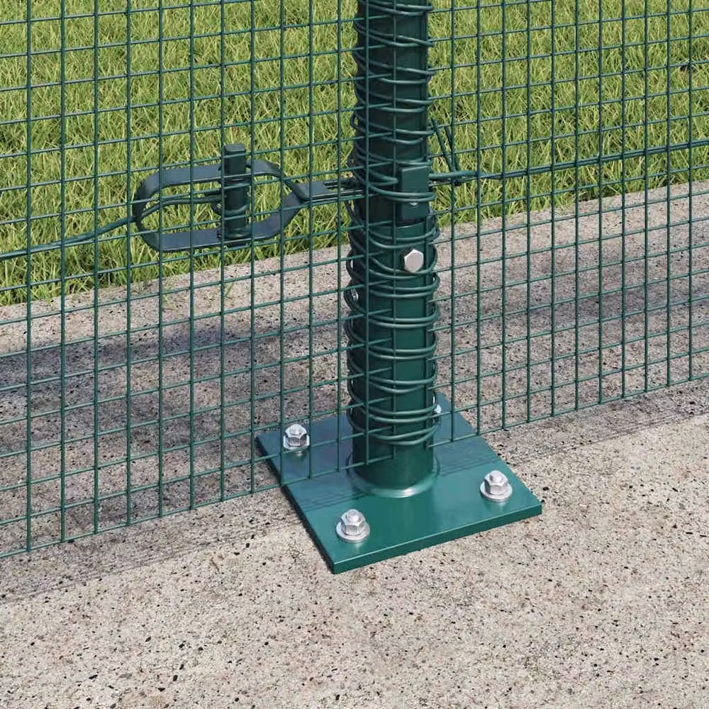 Berkfield Home Green Welded Wire Fence with 13 Flanged Posts, Steel, 0.8 x 25 m – 3