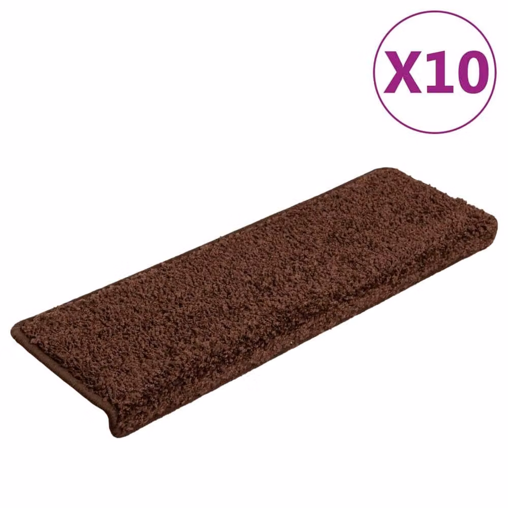 Berkfield Home Self-Adhesive Stair Mats, 10 Pack, Brown, W/D/H: 65 x 21 x 4 cm – 3