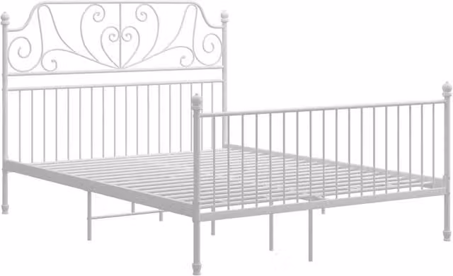 Berkfield Home White Metal Bed Frame W/D/H: 140 x 200 cm