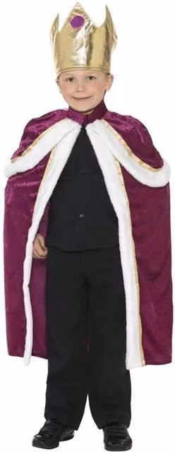Smiffys Kids King Costume in Purple and Multicolour, Age 4-6 Years