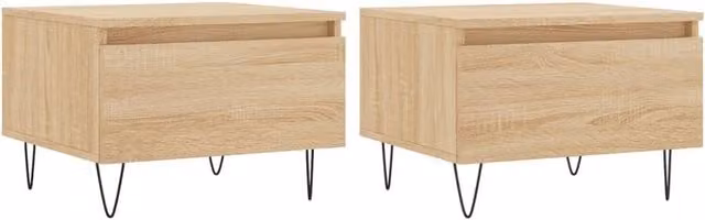 Berkfield Home Set of 2 Sonoma Oak Coffee Tables in Light Brown, W/D/H: 50 x 46 x 35 cm