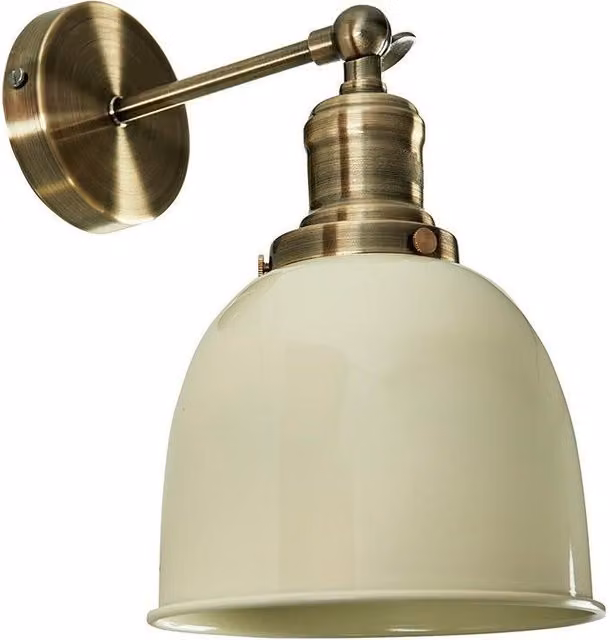 ValueLights Wilhelm Retro Style Antique Gold Wall Light with Cream Dome Shade
