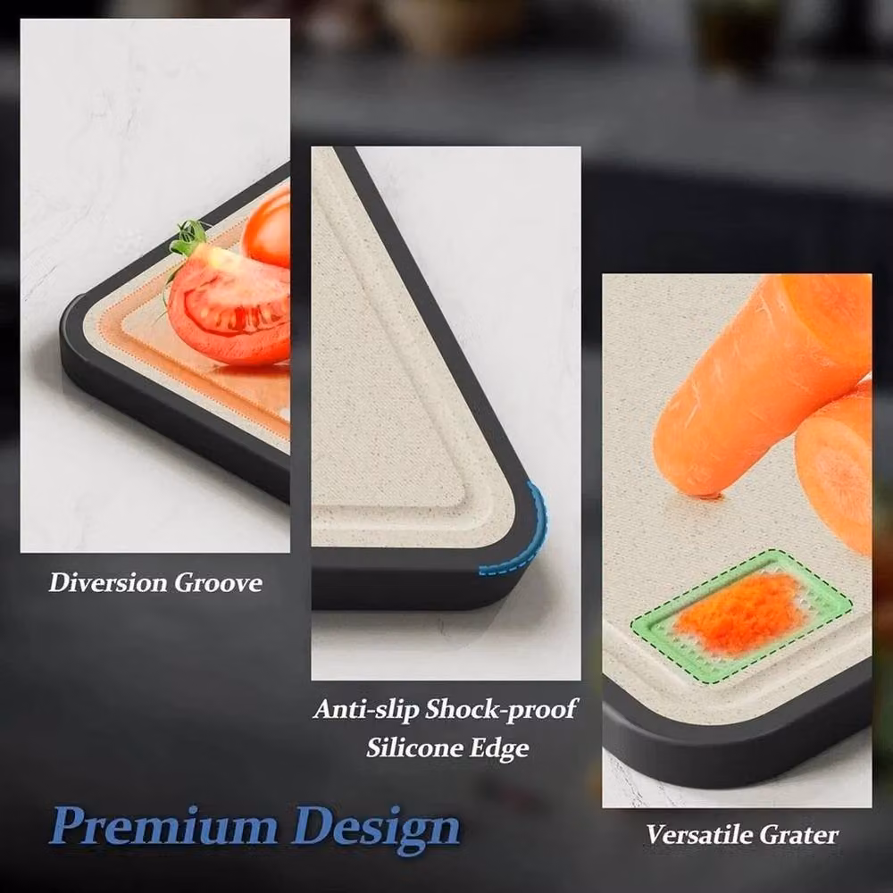 Kelvenix Reversible Double-Sided Stainless Steel and Plastic Cutting Board in White with Handle and Non-Slip Feet – 2