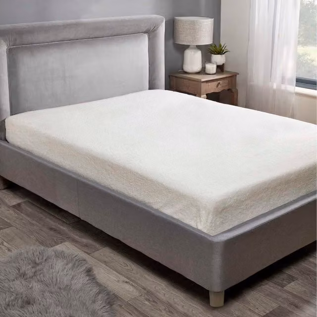 Rapport Home Plain Teddy Fleece Fitted Bed Sheet, Beige, W/D/H: 140 x 200 cm