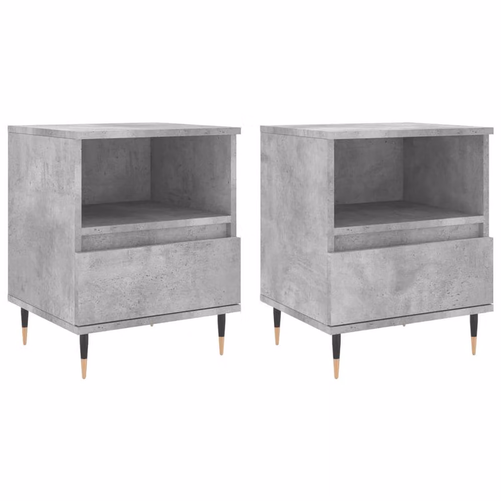 Berkfield Home Modern Bedside Cabinets, 2 Piece, Concrete Grey, W: 40 cm, D: 35 cm, H: 50 cm – 2