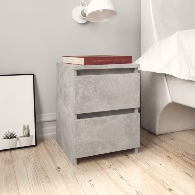 Berkfield Home Bedside Cabinet in Concrete Grey, W/D/H: 30 x 30 x 40 cm