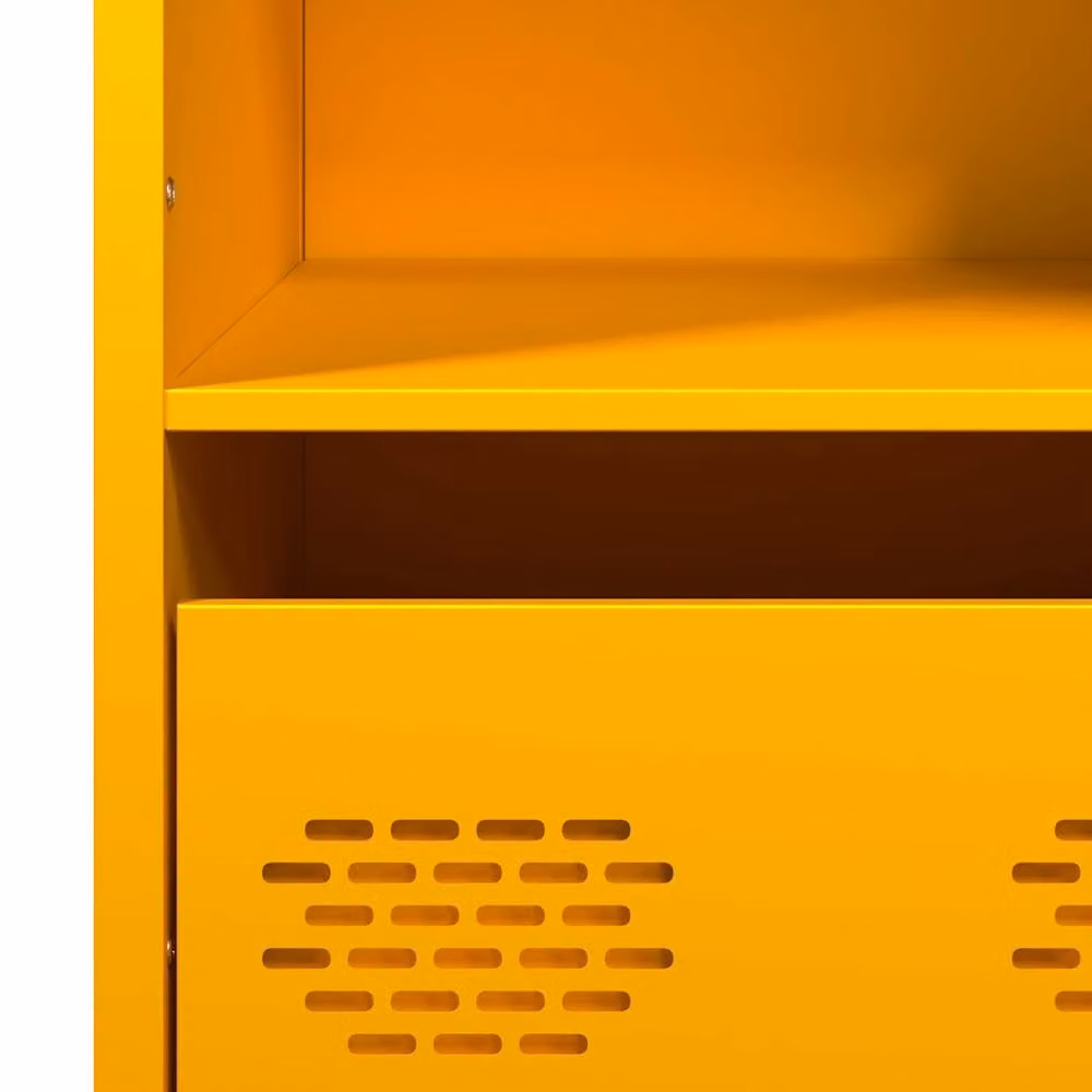 Berkfield Home Mustard Yellow Steel Highboard W: 68 cm, D: 39 cm, H: 103.5 cm – 4