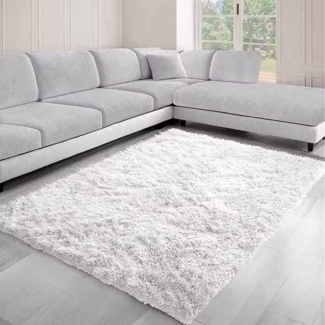Homerepublic White Shaggy High Pile Dream Area Rug, W/D/H: 150 x 80 x 4 cm