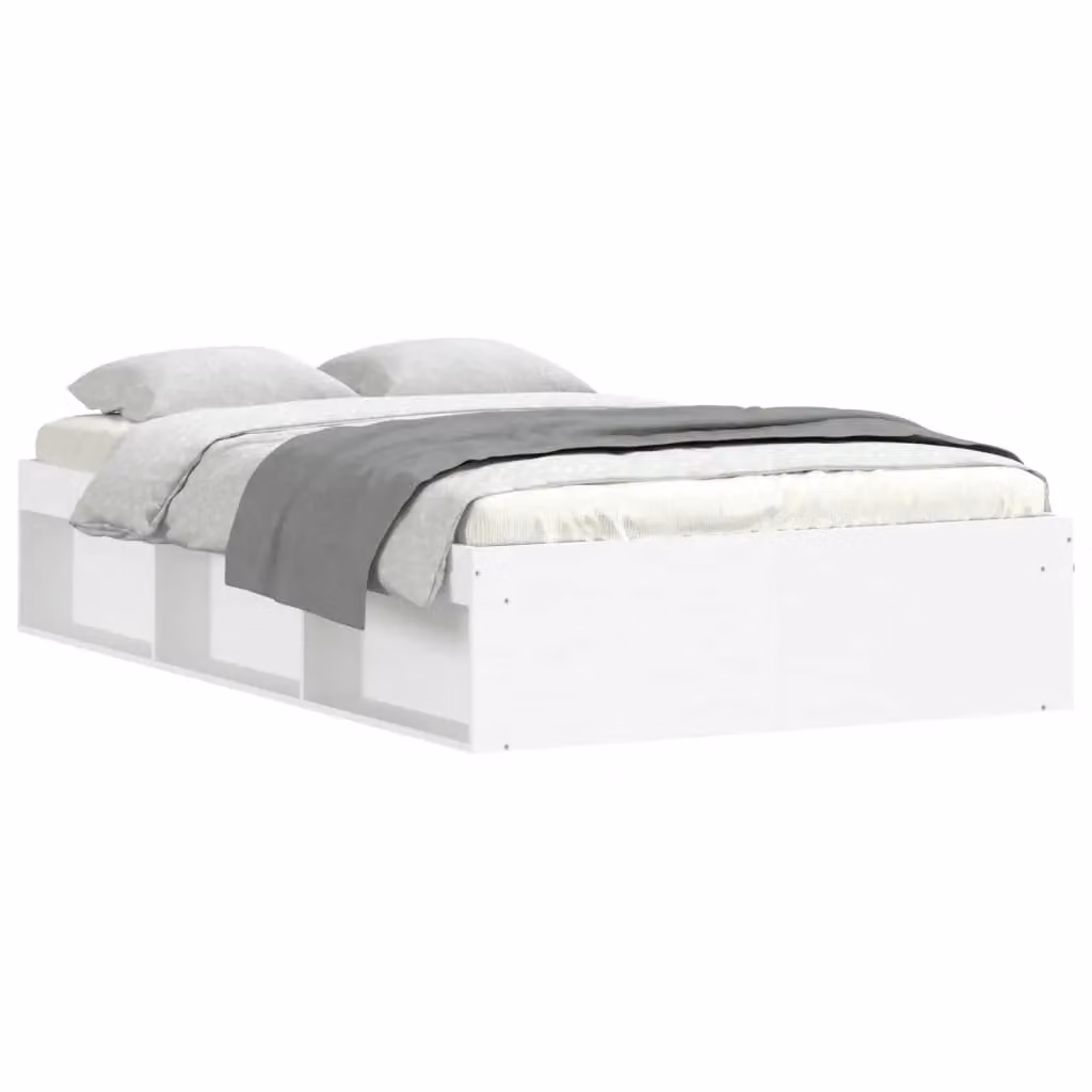 Berkfield Home Modern Small Double Bed Frame in White, W/D/H: 120 x 190 cm – 2