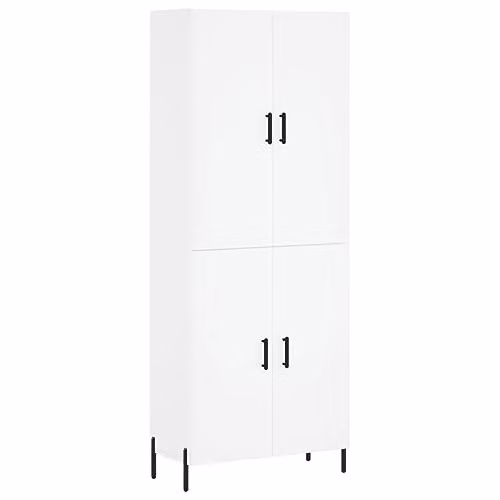 vidaXL Modern White Highboard with Hinged Doors and Internal Shelves, W/D/H: 69.5 x 34 x 180 cm