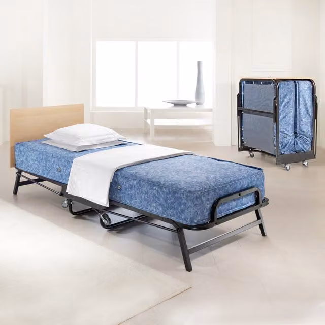 Jay-Be Crown Folding Bed with Waterproof Deep Sprung Mattress, Black, W/D/H: 90 x 190 cm