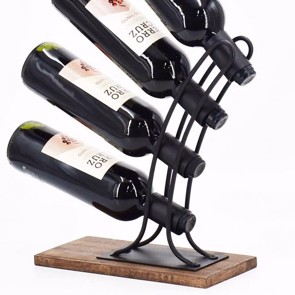 Minster Industrial Freestanding Wine Rack in Brown Metal and Wood, W: 12 cm, D: 32 cm, H: 32 cm – 2