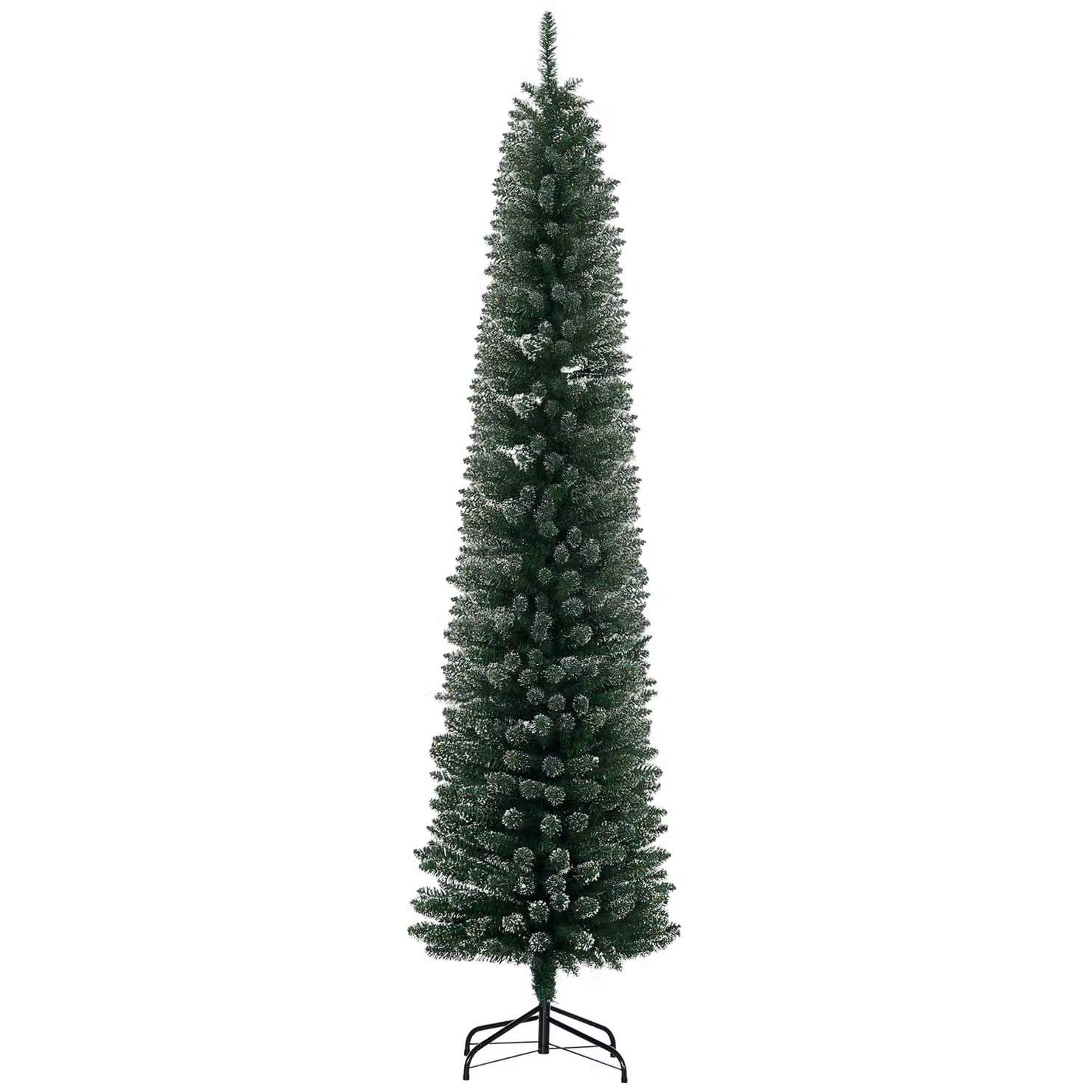 HOMCOM 7.5ft Artificial Snow Dipped Christmas Pencil Tree in Green – 2