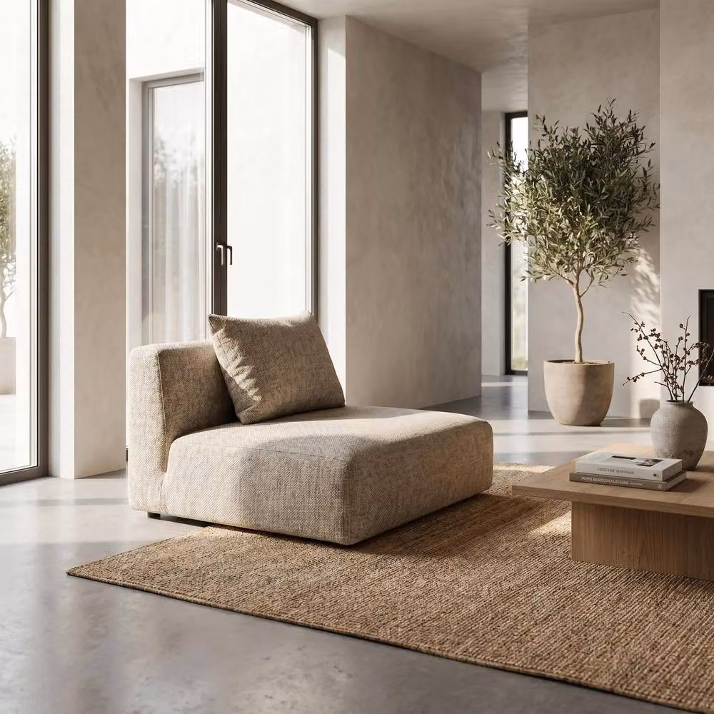 Abakus Direct Tokyo Single Seat Lounge Chair in Taupe Brushed Tweed Fabric – 4