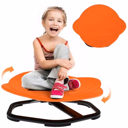 AIYAPLAY Sensory Spinning Chair for Kids, Planet-Shaped, Orange