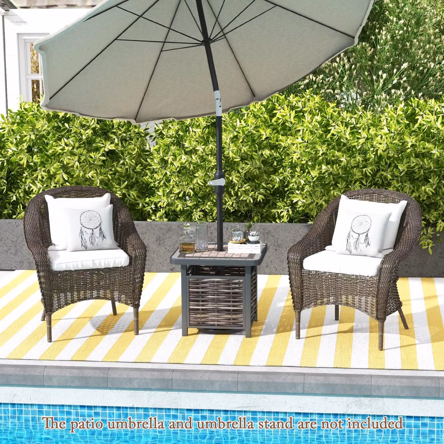 Costway Brown PE Rattan Outdoor Square Side Table for Patio and Terrace, W/D/H: 55 x 55 x 55 cm – 7