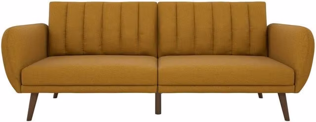 Novogratz NG Brittany Modern Sofa Bed in Mustard Yellow Linen