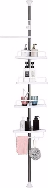 Flavora 4-Tier Hanging Shower Caddy and Kitchen Storage Shelf in White, W: 180 cm, H: 180 cm – 1