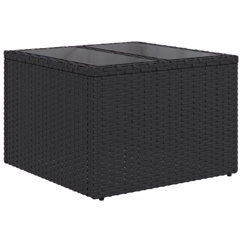 Berkfield Home Black Poly Rattan Garden Table with Glass Top, W/D/H: 55 x 55 x 37 cm – 2