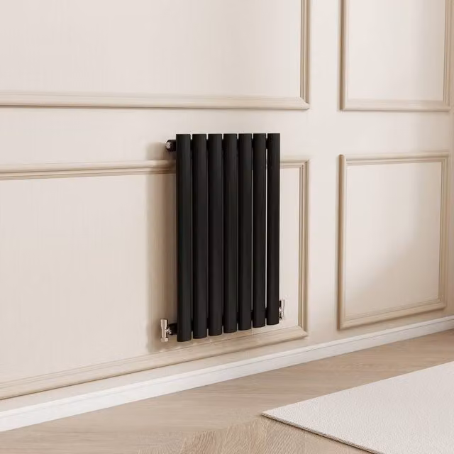 Banyetti Orva Black Horizontal Single Oval Column Radiator W: 600 mm, H: 413 mm – 1