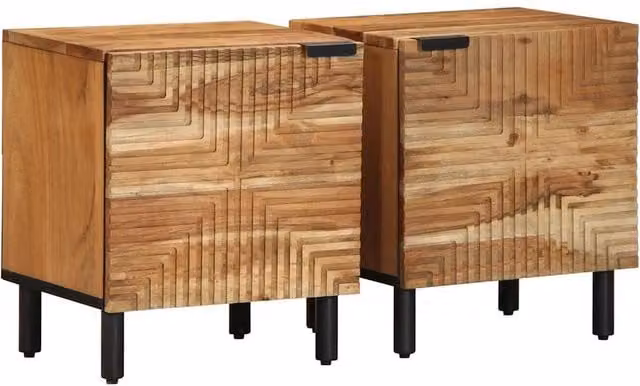 Berkfield Home Set of 2 Acacia Wood Bedside Cabinets in Brown, W/D/H: 40 x 33 x 46 cm – 1