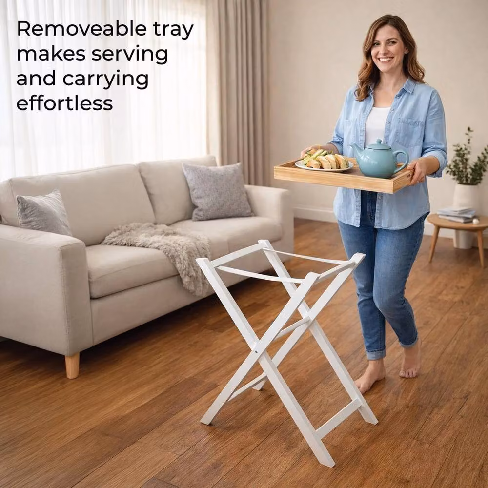EONLION White Folding Tray Table with Removable Tray, W: 100 cm, H: 77.5 cm – 3